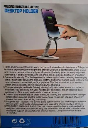 Foldable Metallic Mobile Desktop Stand