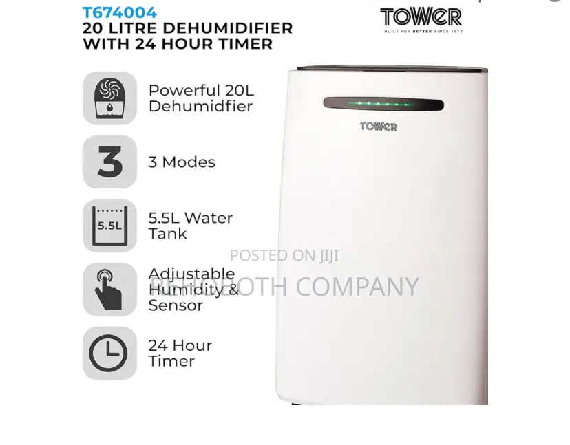 Tower 20 Litre Dehumidifier With 24 Hour Timer