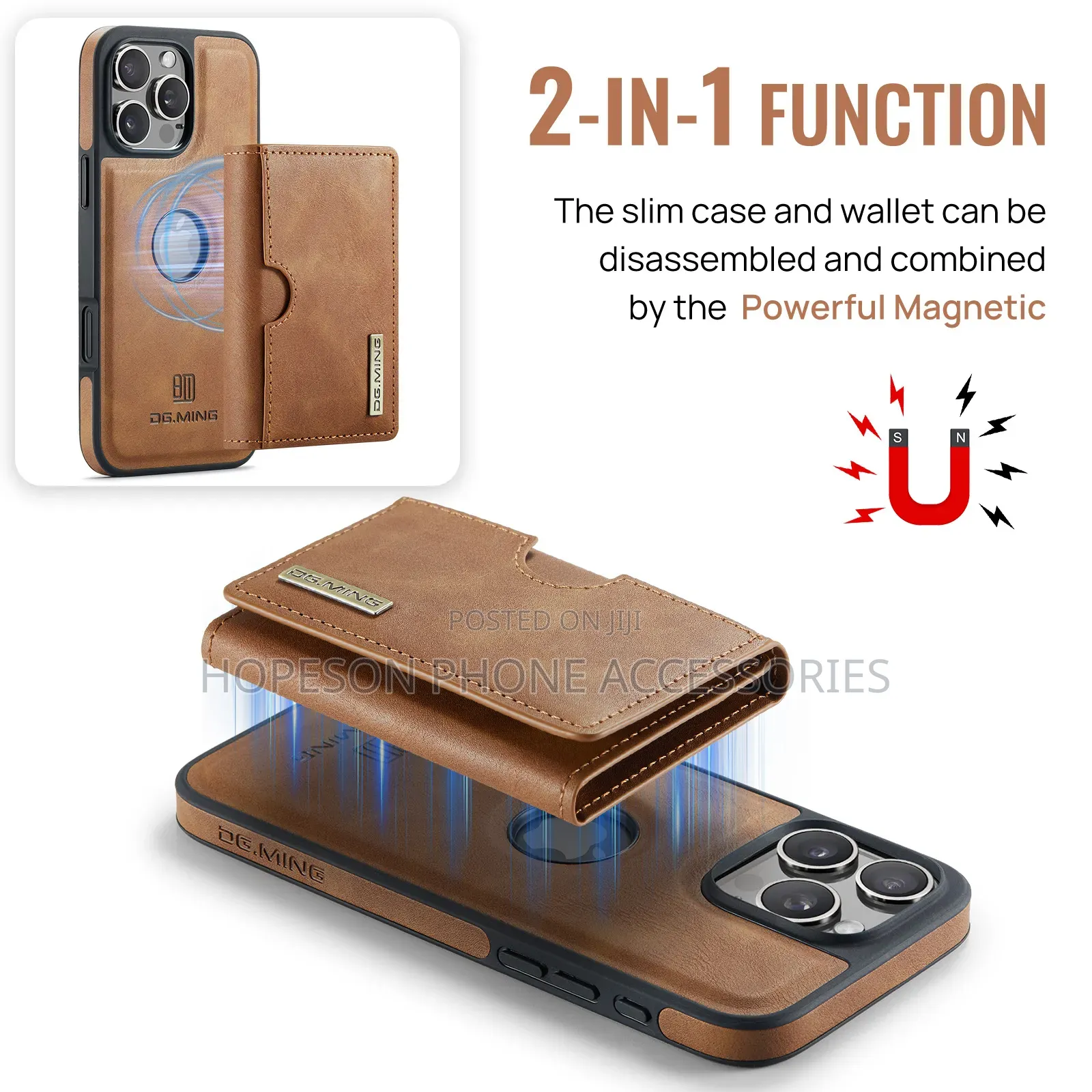 iPhone Magsafe Leather Cases With Detachable Magnetic Wallet