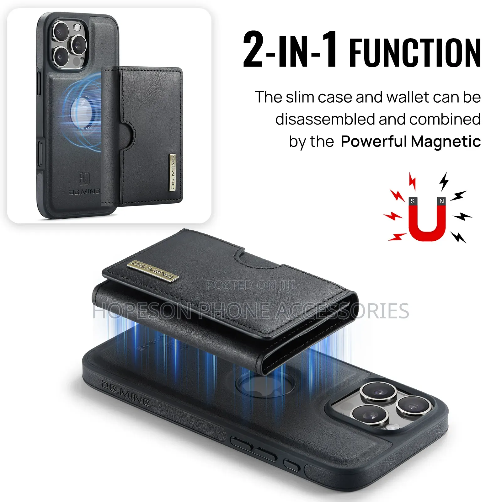 iPhone Magsafe Leather Cases With Detachable Magnetic Wallet