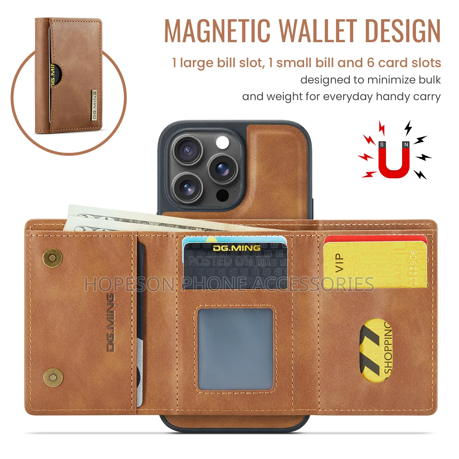 iPhone Magsafe Leather Cases With Detachable Magnetic Wallet