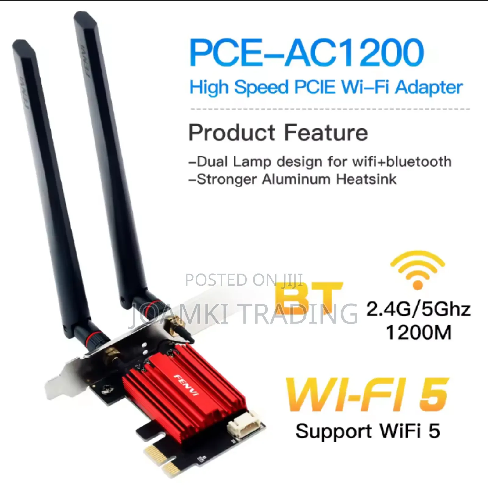 1200mps Wireless Pci-E Adapter Card + Bluetooth, 2.4ghz,5ghz