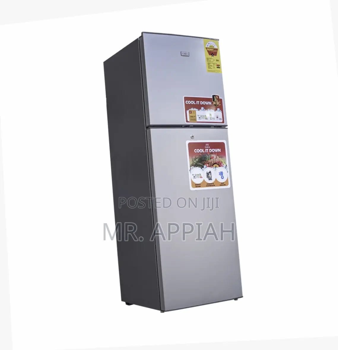Convenient Zara Fridge Top Freezer 255 Litres Silver.