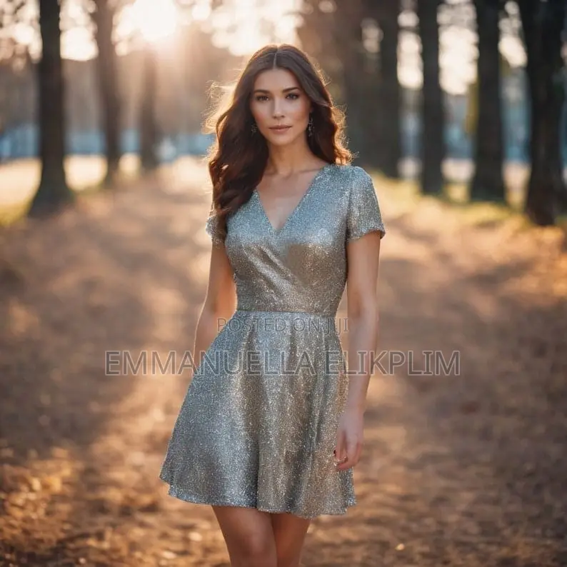 Sexy Deep v-Neck Silver Glitter Sequin Mini Dress
