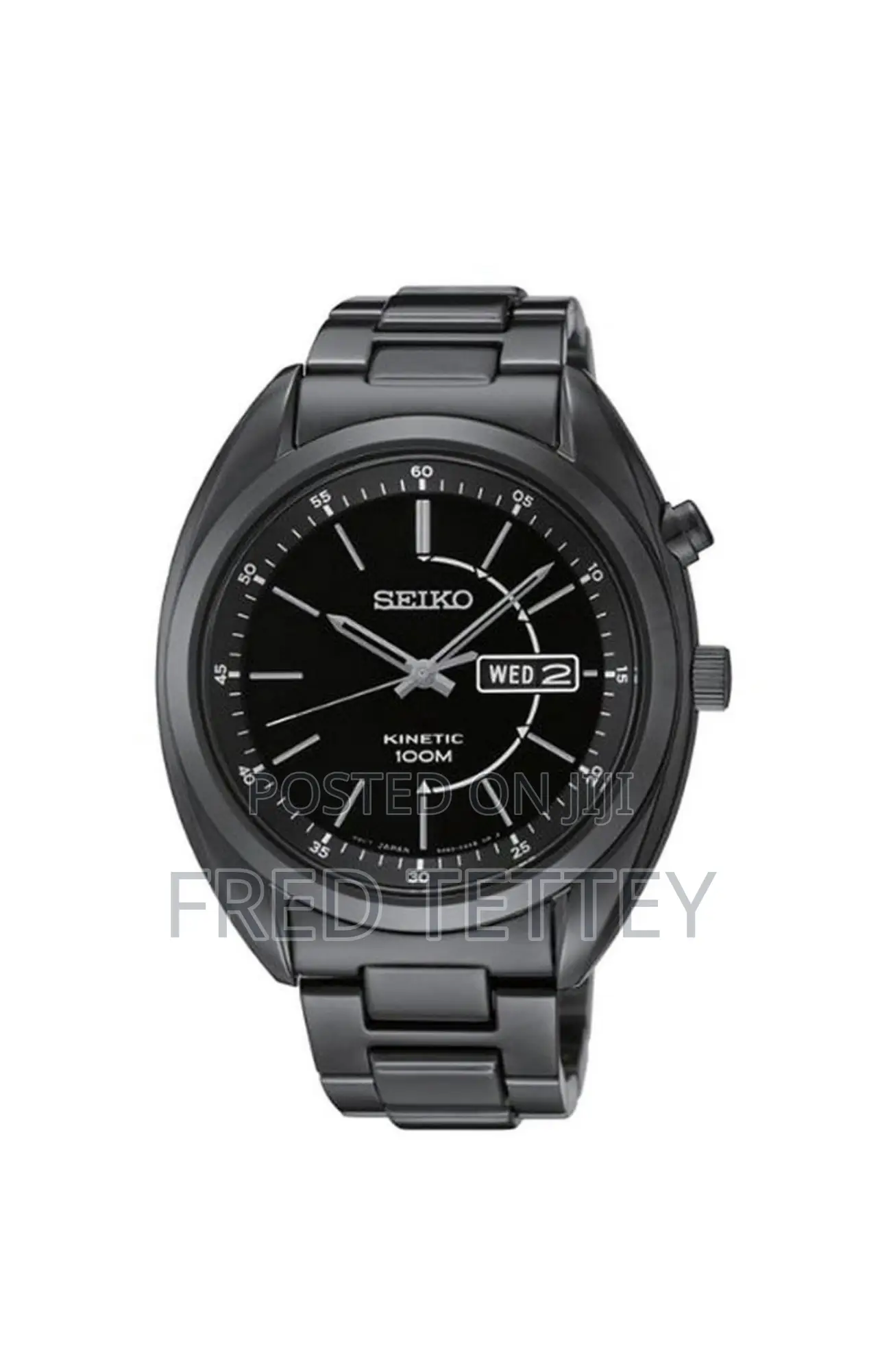 Seiko Kinetic All Black Stainless Steel Watch