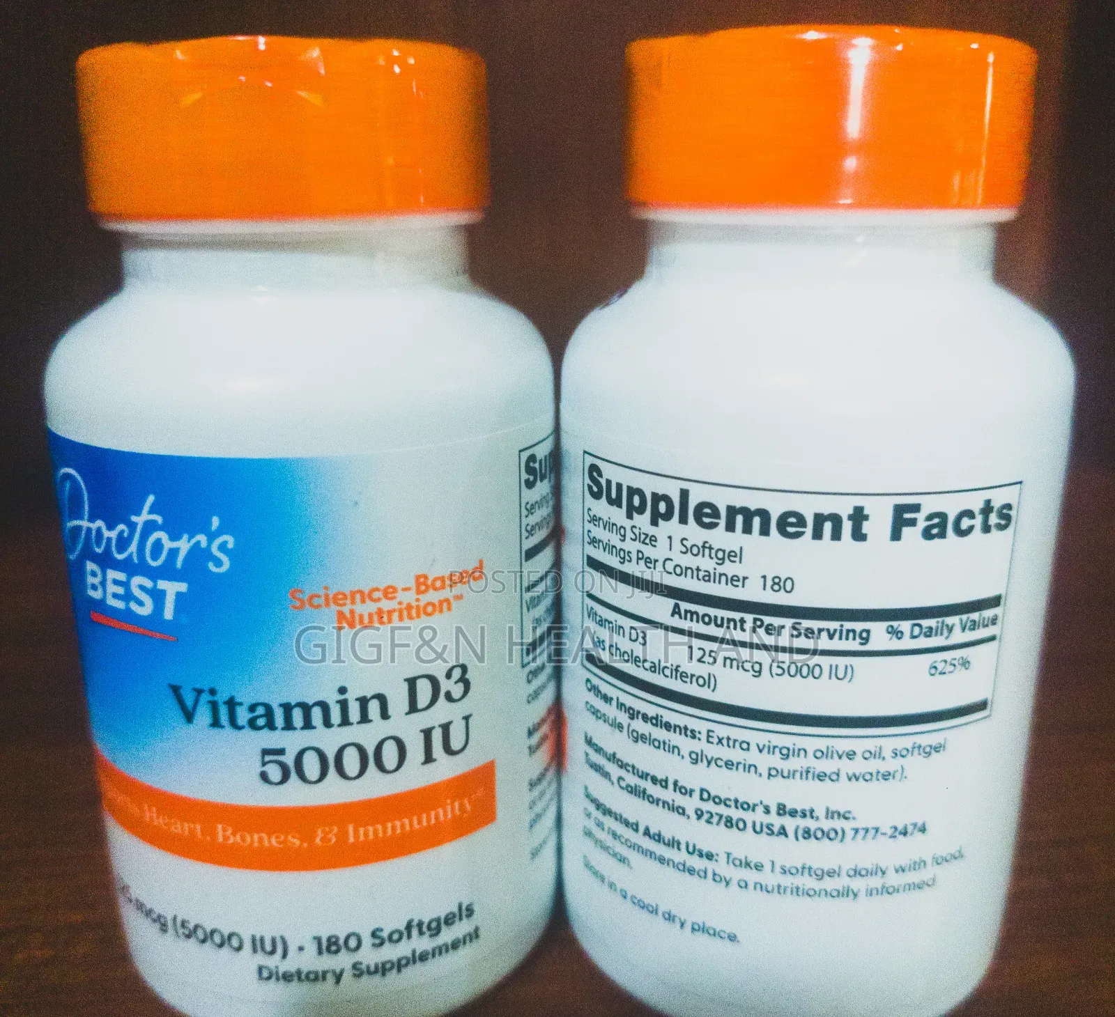 Doctor's Best Vitamin D3 5000iu/180 Softgel (2027 Expiry)
