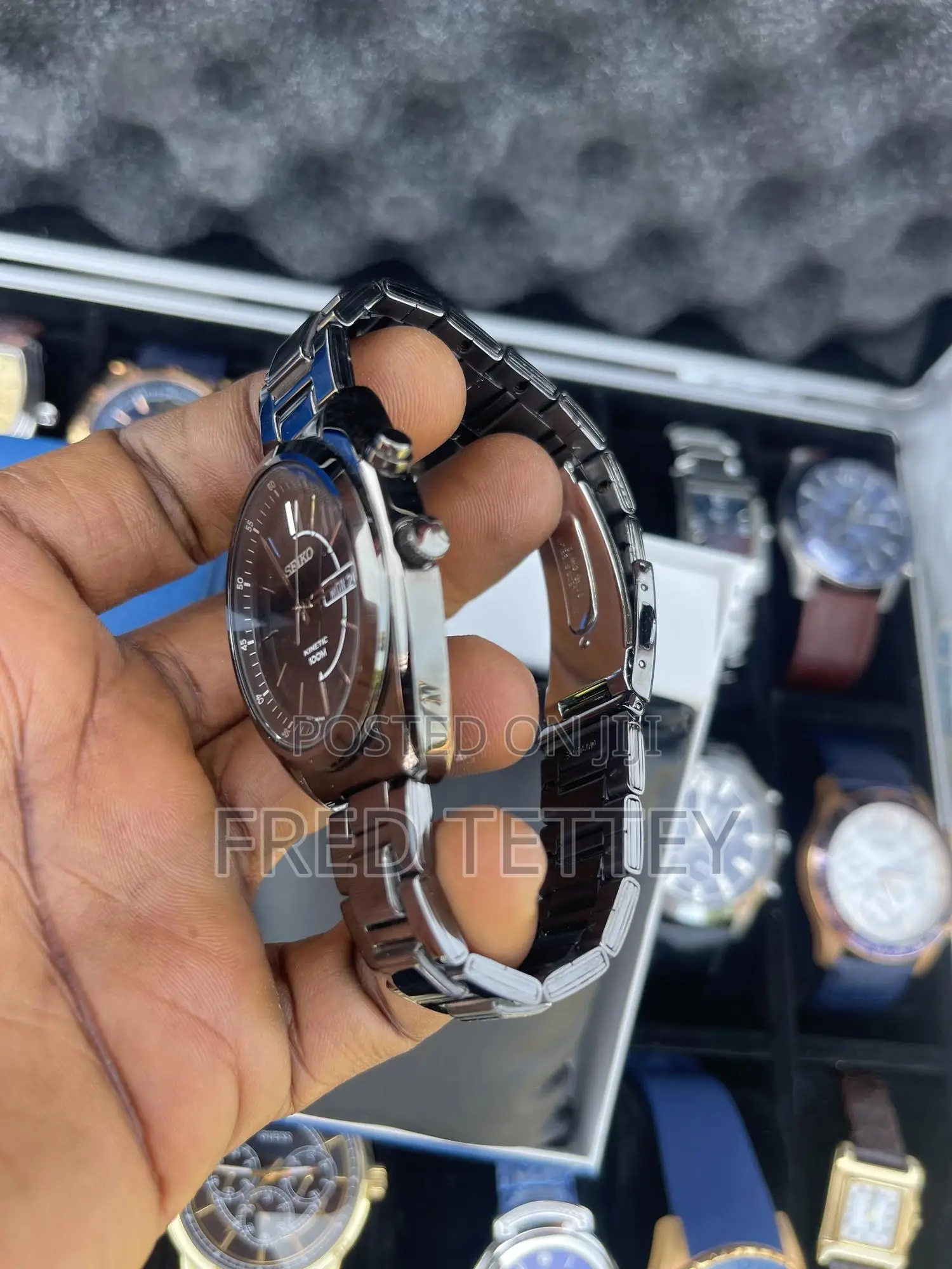 Seiko Kinetic All Black Stainless Steel Watch