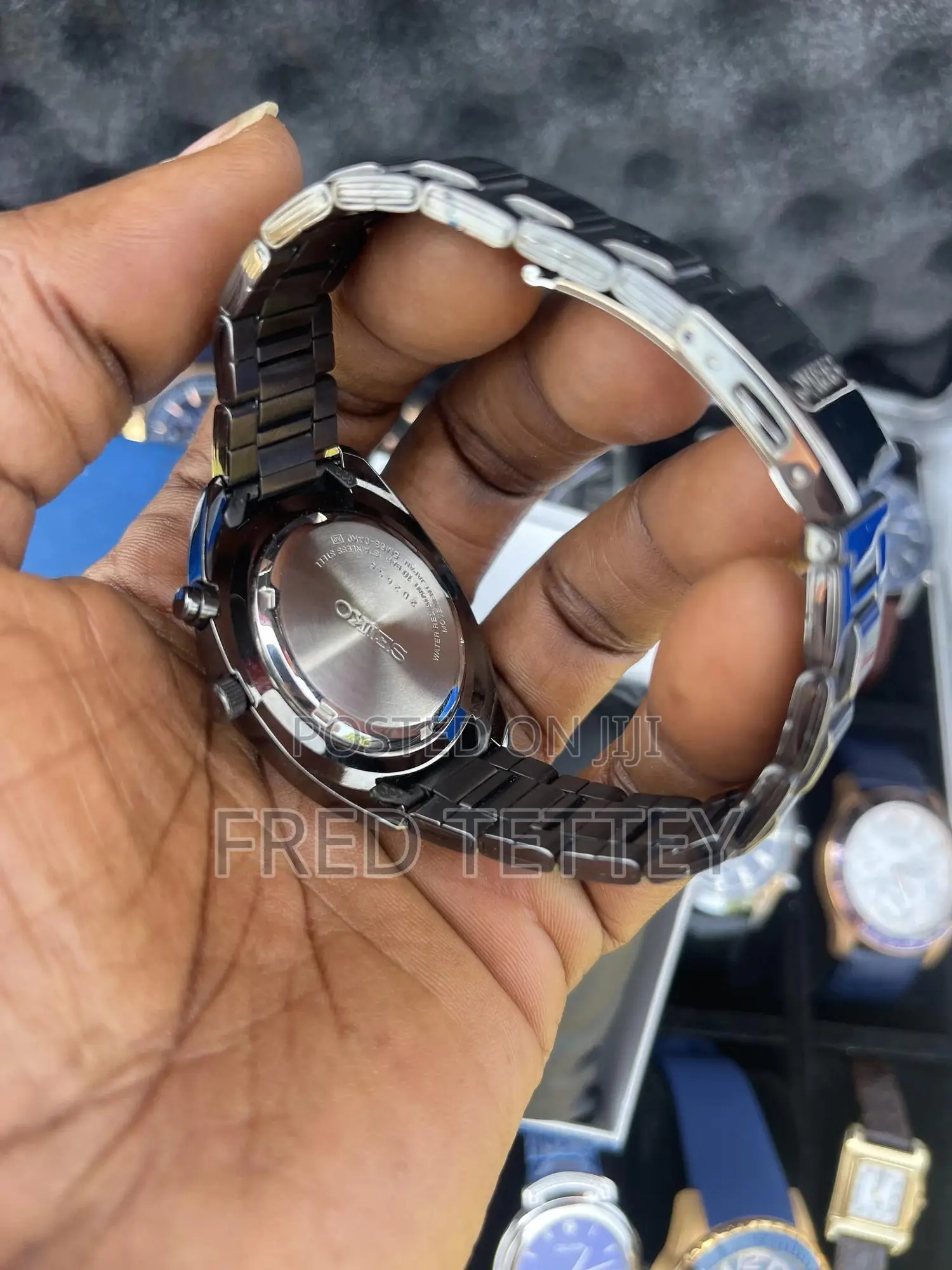 Seiko Kinetic All Black Stainless Steel Watch