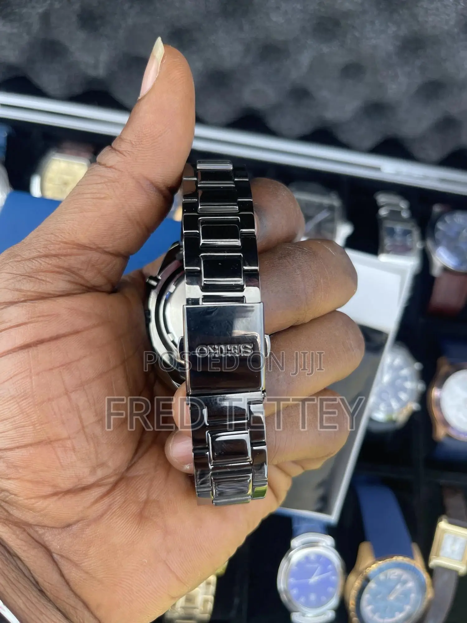 Seiko Kinetic All Black Stainless Steel Watch