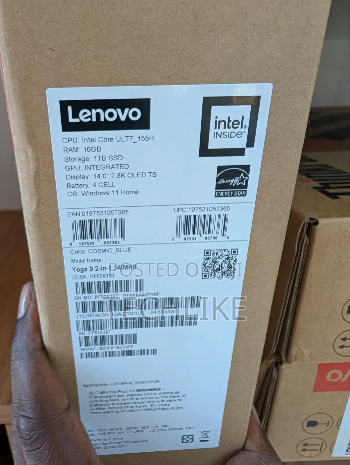 New Laptop Lenovo Yoga 9i 16GB Intel Core Ultra 7 SSD 1T