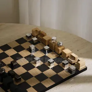 Solid Wood & Metal Checkerboard Set