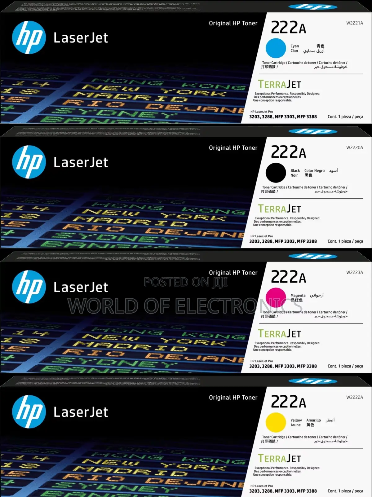 Hp Original Toner Cyan, Yellow, Magenta (222a)
