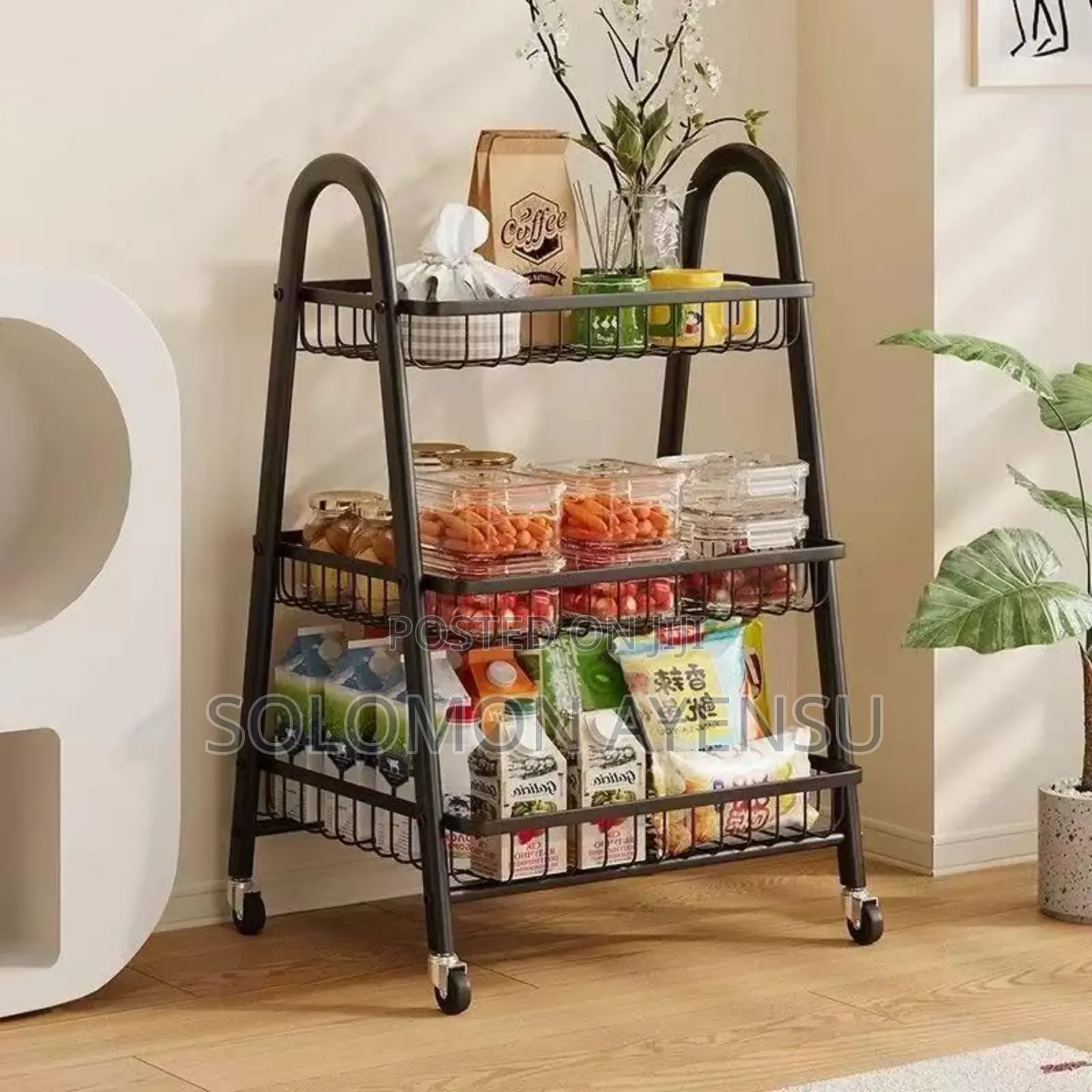3 Tier Metal Rolling Cart