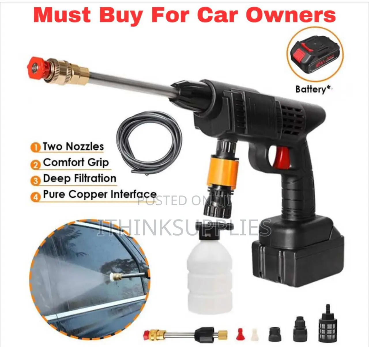 Cordless Pride Car Washer High Pressure Water Gun