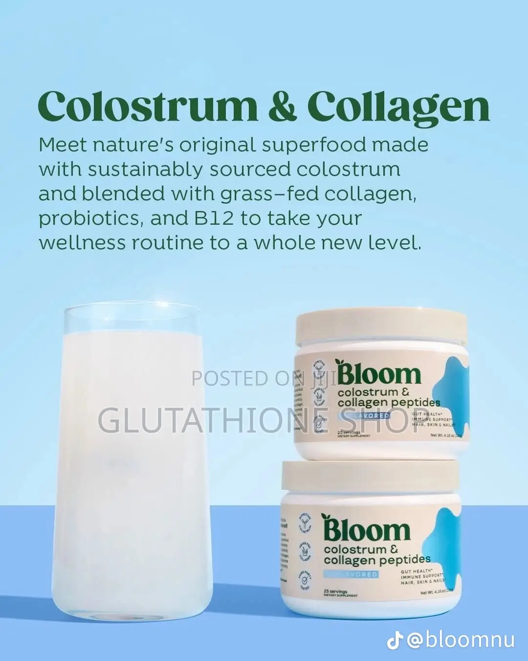 Bloom Nutrition Bovine Colostrum Powder for Gut Health