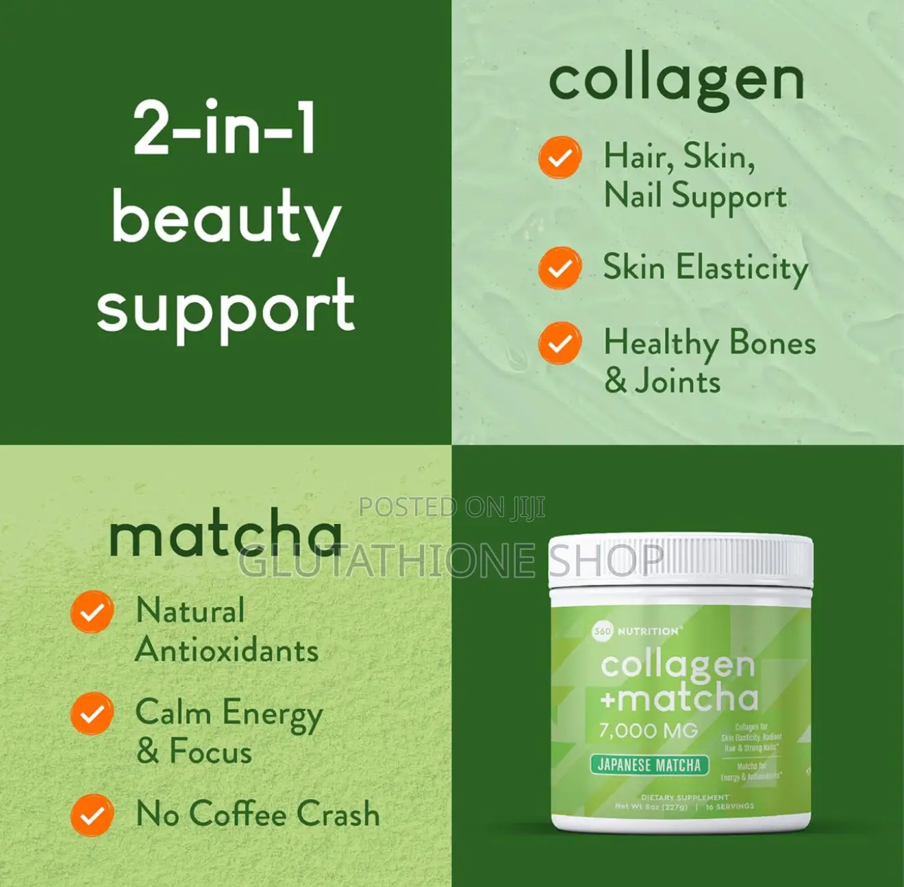 360 Nutrition Matcha Hydrolyzed Collagen Japanese Matcha