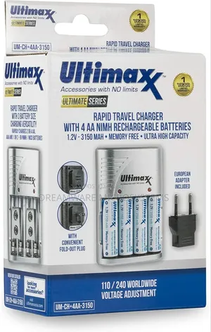 Ultimaxx 4 Port Rapid Charger With4aa Long Lasting Batteries
