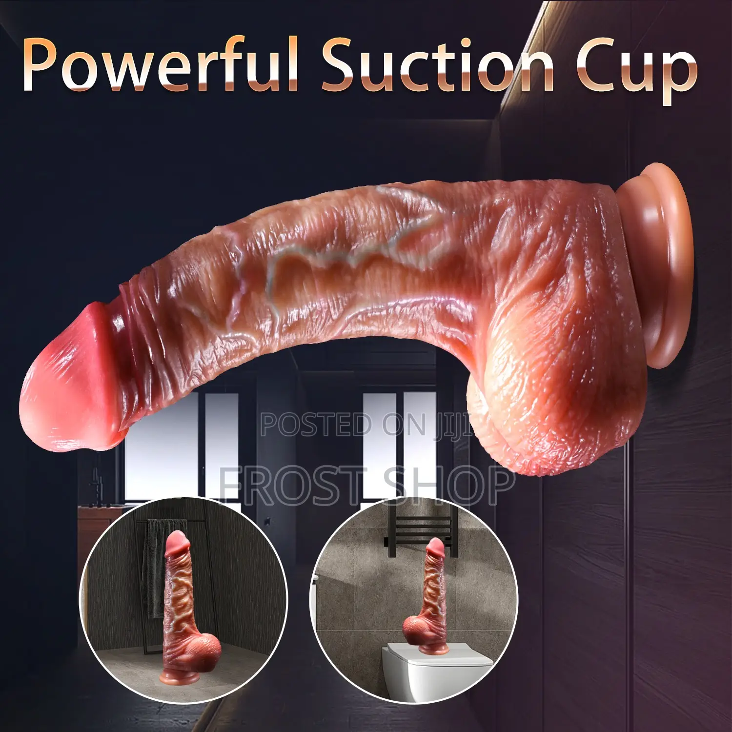 Realistic Brown Veins Texture Suction Cup Dildo With Balls
