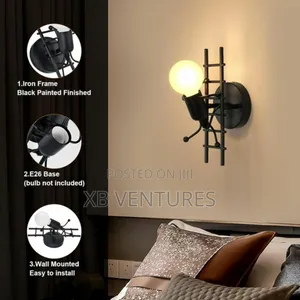 Metal Ladder Shape Lighting E26 Base (Black) With Led Bulb
