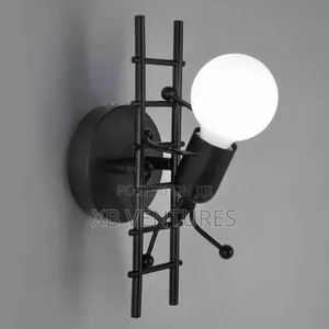 Metal Ladder Shape Lighting E26 Base (Black) With Led Bulb