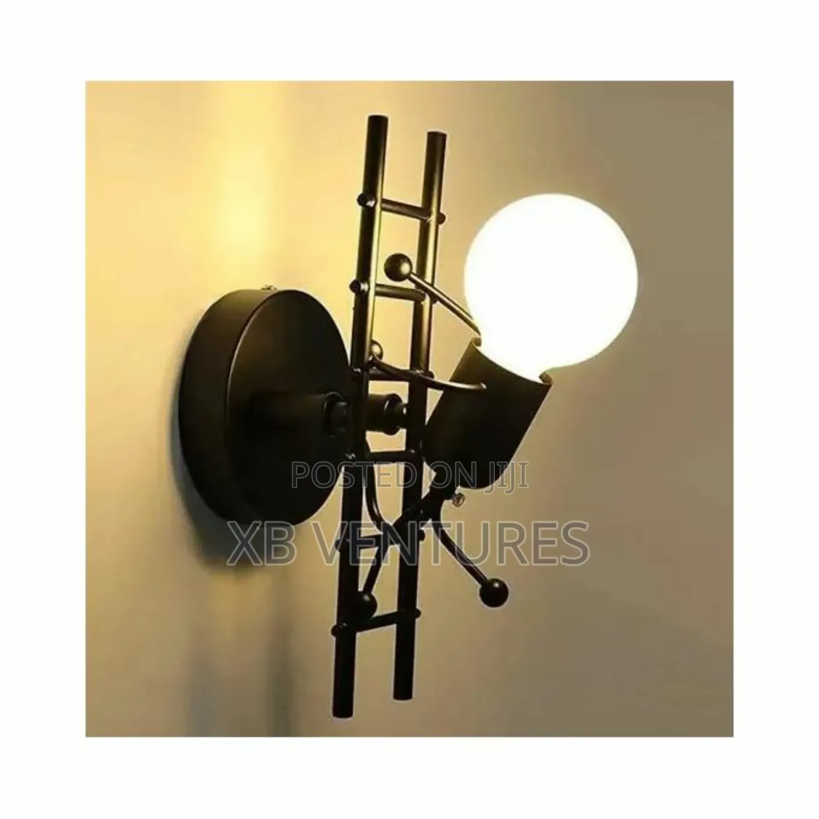 Metal Ladder Shape Lighting E26 Base (Black) With Led Bulb
