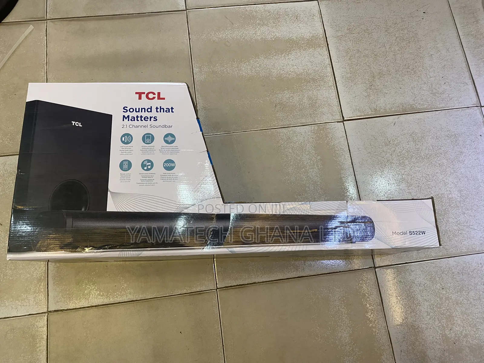Tcl 200w 2.1 Channel Soundbar With Wireless Subwoofer S522w