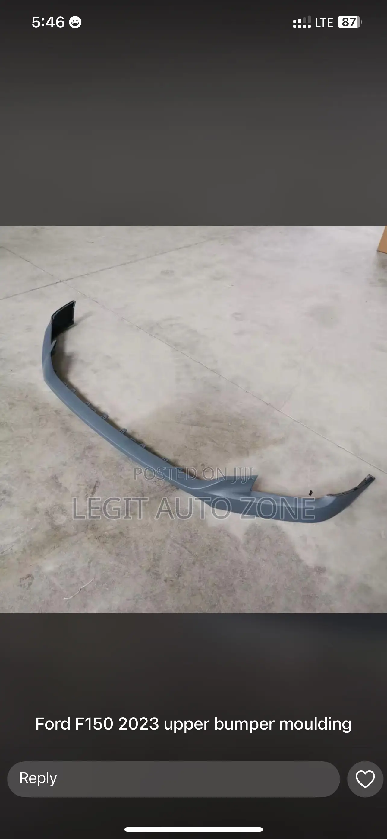 Ford F150 2022,2023, Upper Bumper Moulding