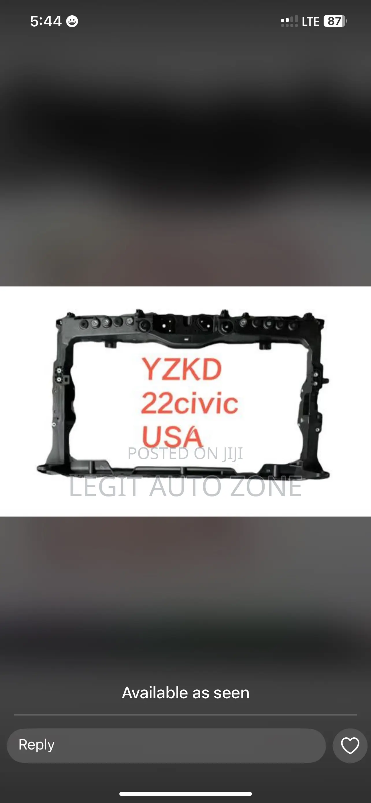 Honda Civic 2022,2023,2024 Radiator Support