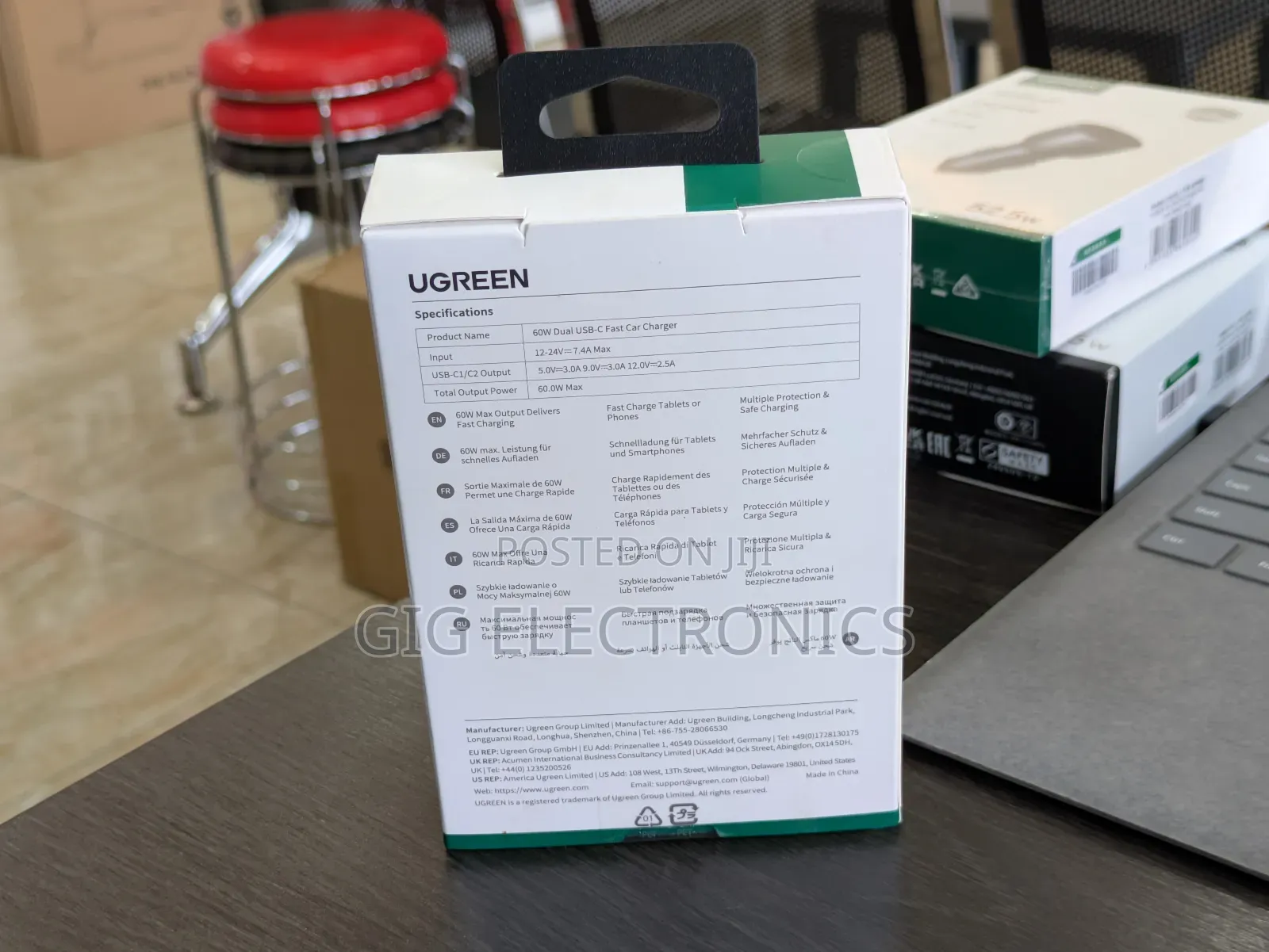 Ugreen Cd213 Dual Usb-c Fast Car Charger Pd 60w