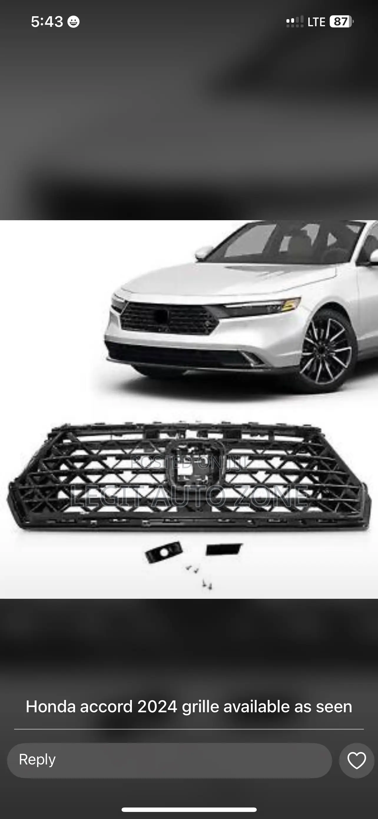 Honda Accord 2022,2023,2024, Front Shells Available