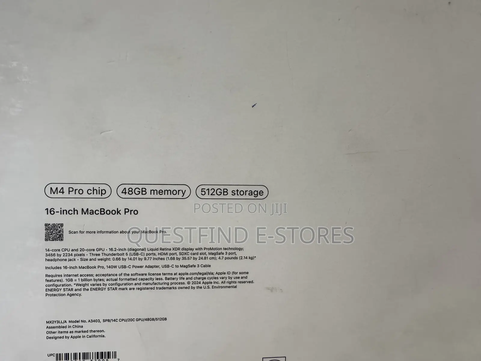 New Laptop Apple MacBook Pro 48GB Apple M4 Pro SSD 512GB