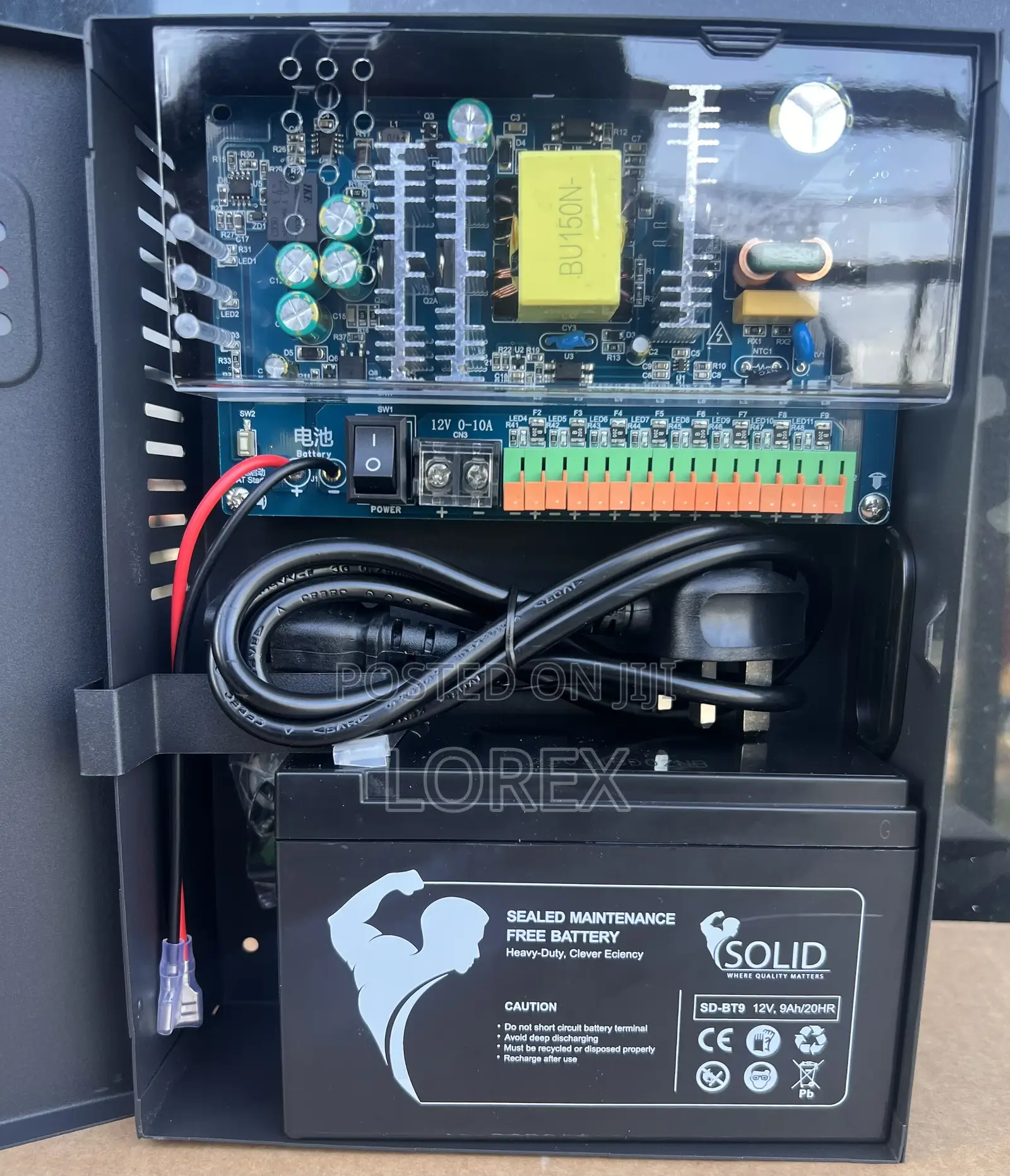 Power Supply 9ch/10a CCTV With Battery Back 9ah