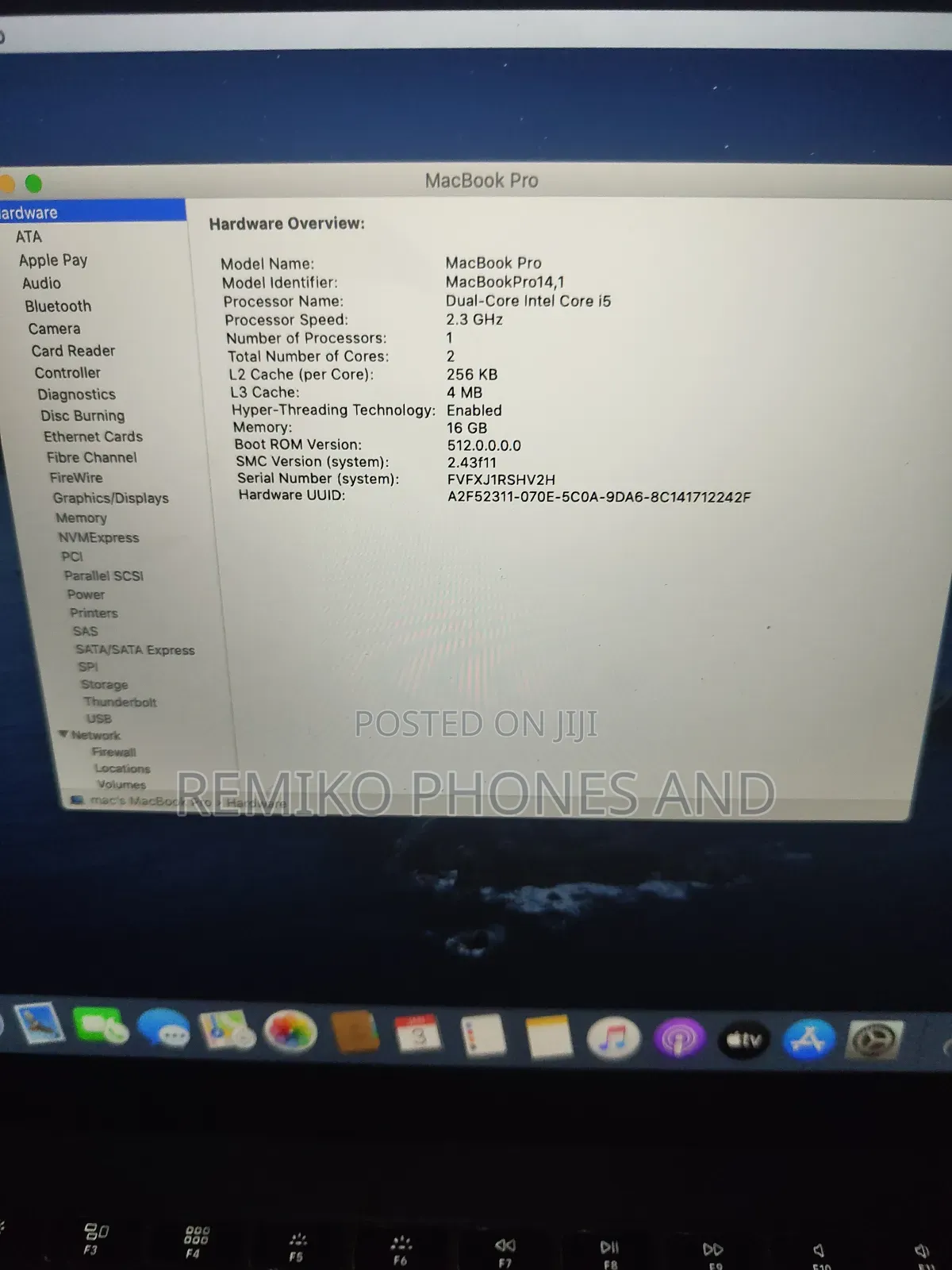 Laptop Apple MacBook Pro 2017 16GB Intel Core I5 SSD 256GB