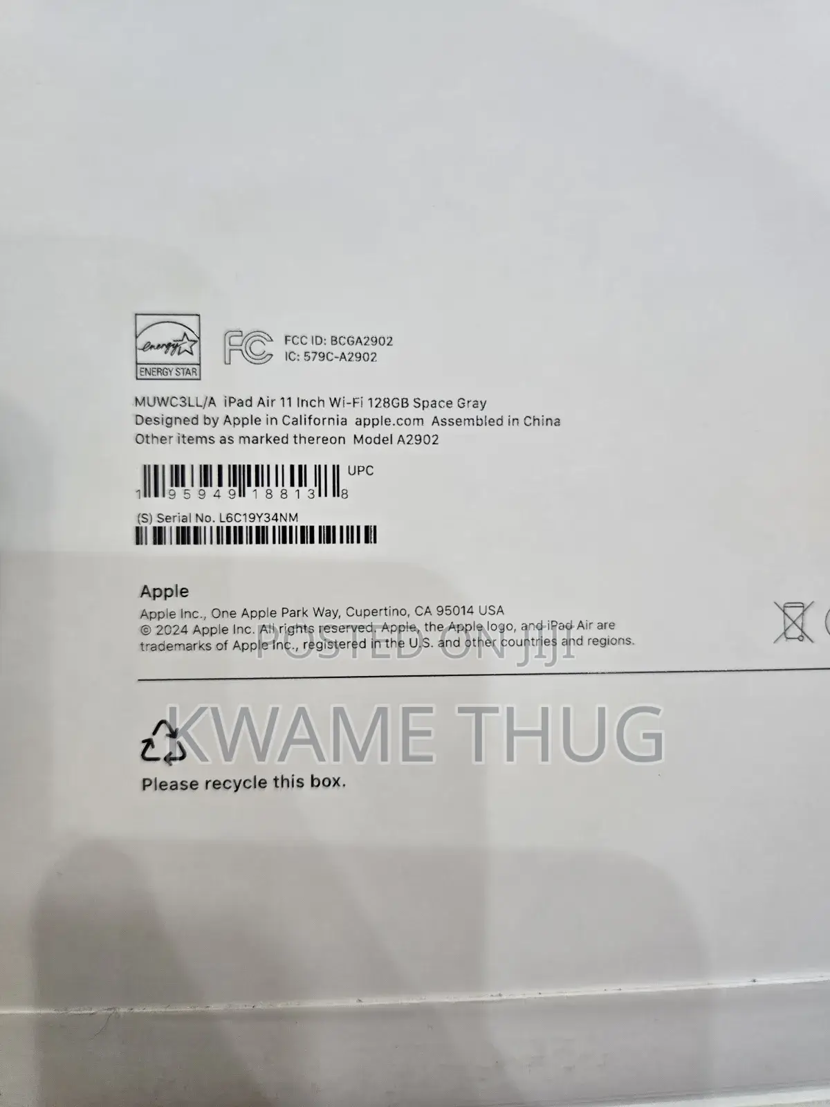 New Apple iPad Air 11 (2024) 128 GB Gray