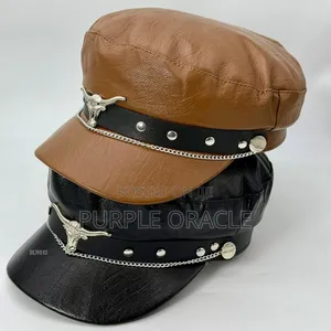 Photo - Leather Studded Captain Cap for Men