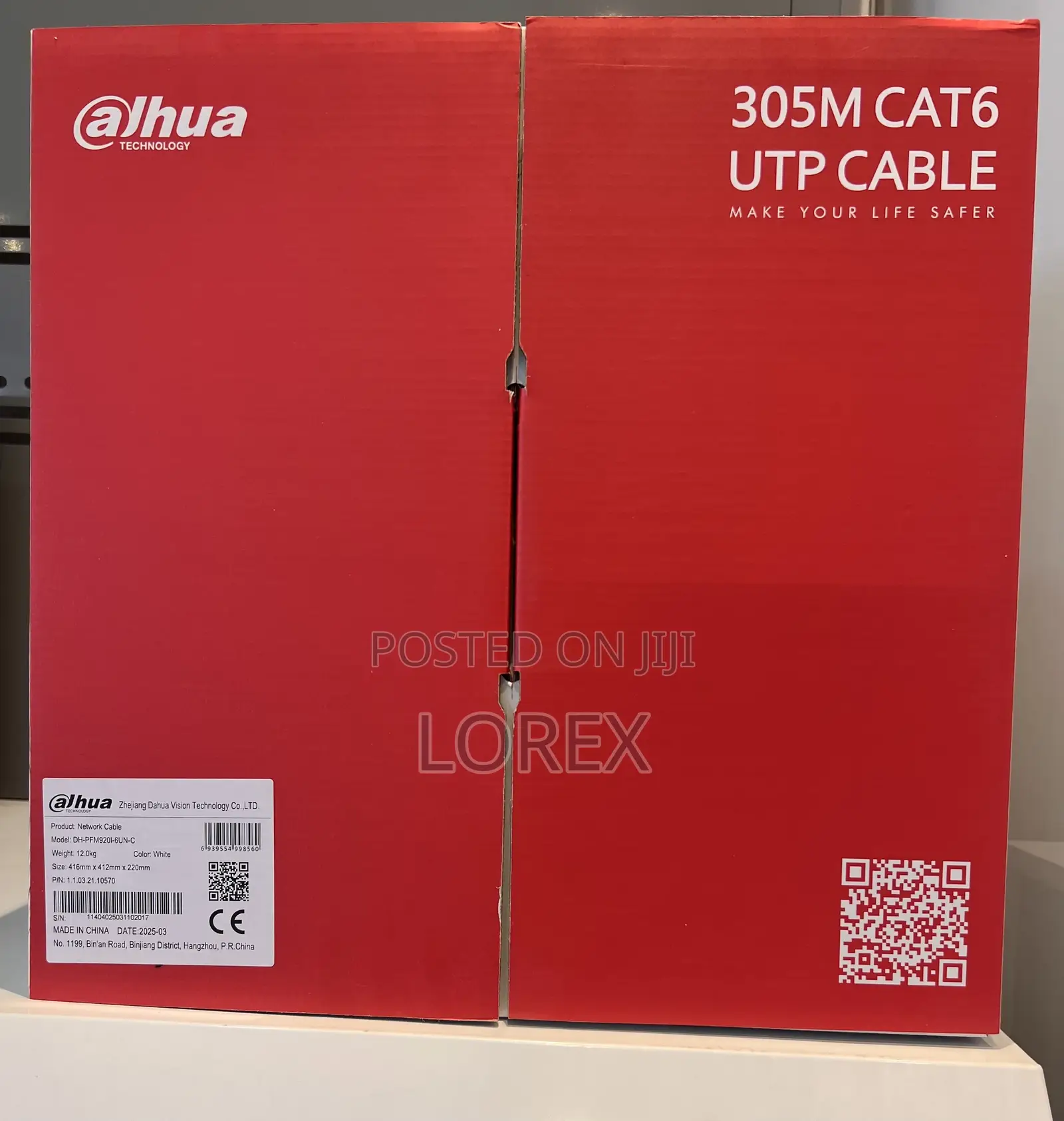 Dahua Cat6 Network Cable 305m Utp Pure Copper Pfm920i-6un-C