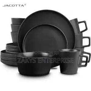 Round Matte Black Dinnerware Set Zy7