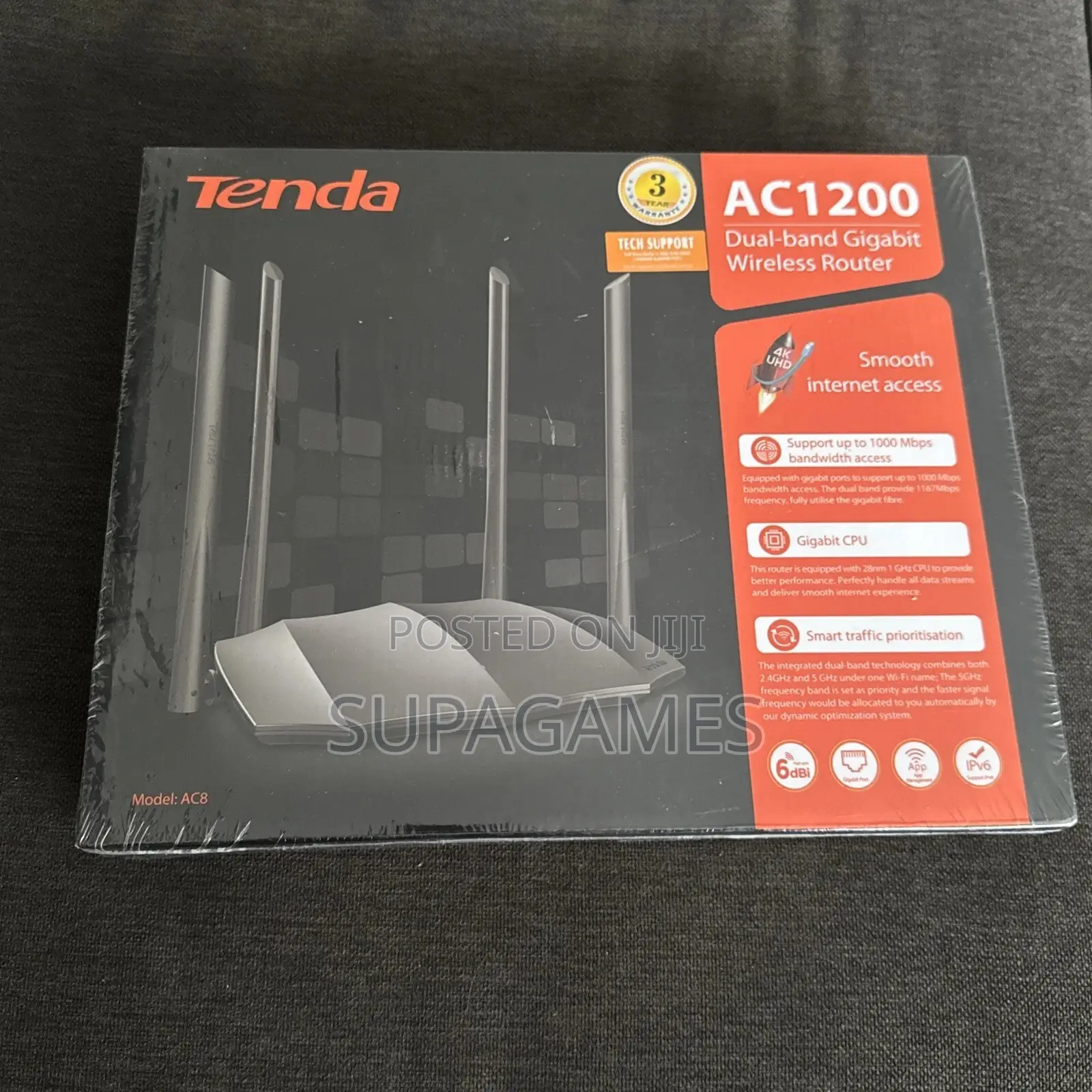 Tenda Ac10 Ac1200 Dual Band Gigabit Wifi Router, New Sealed
