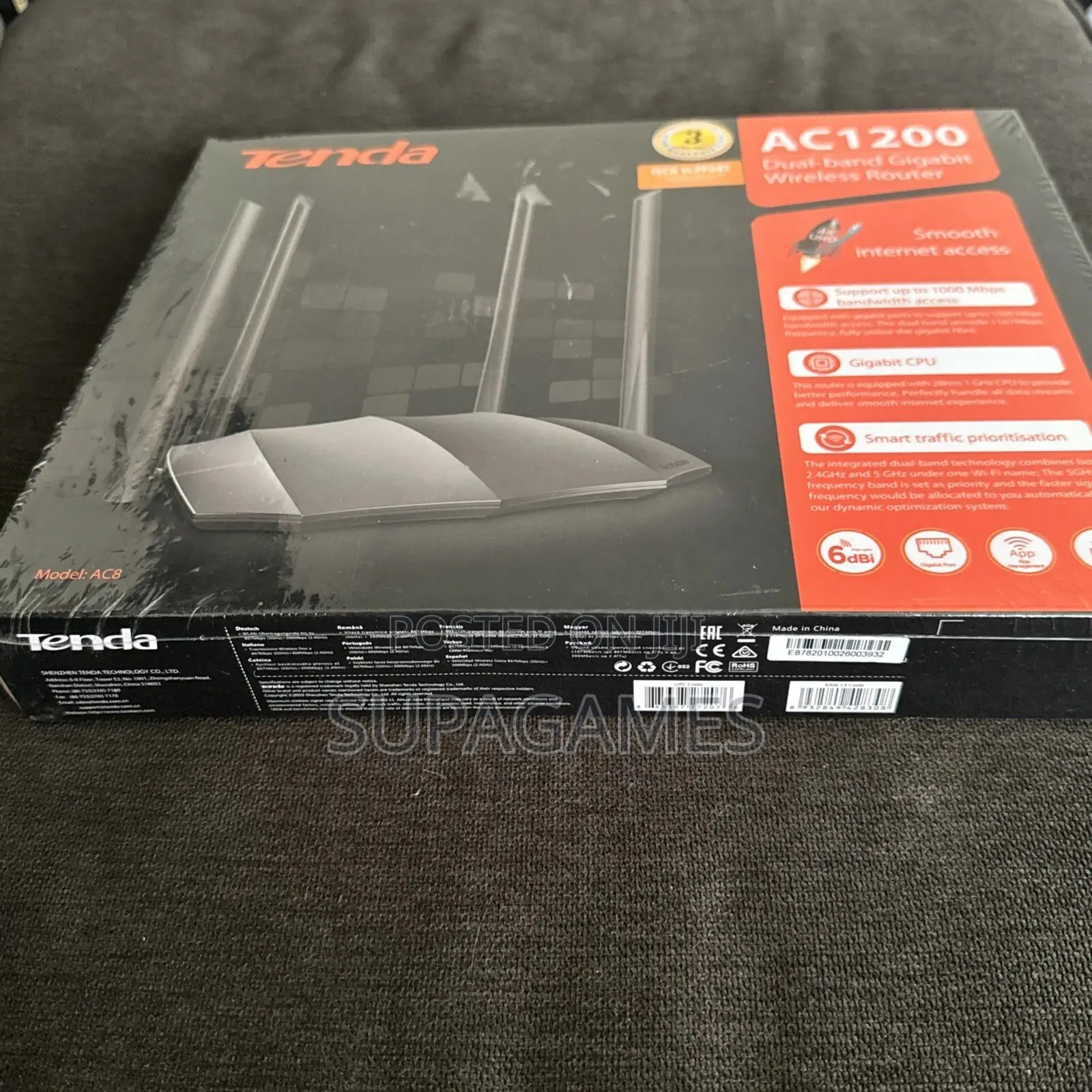 Tenda Ac10 Ac1200 Dual Band Gigabit Wifi Router, New Sealed