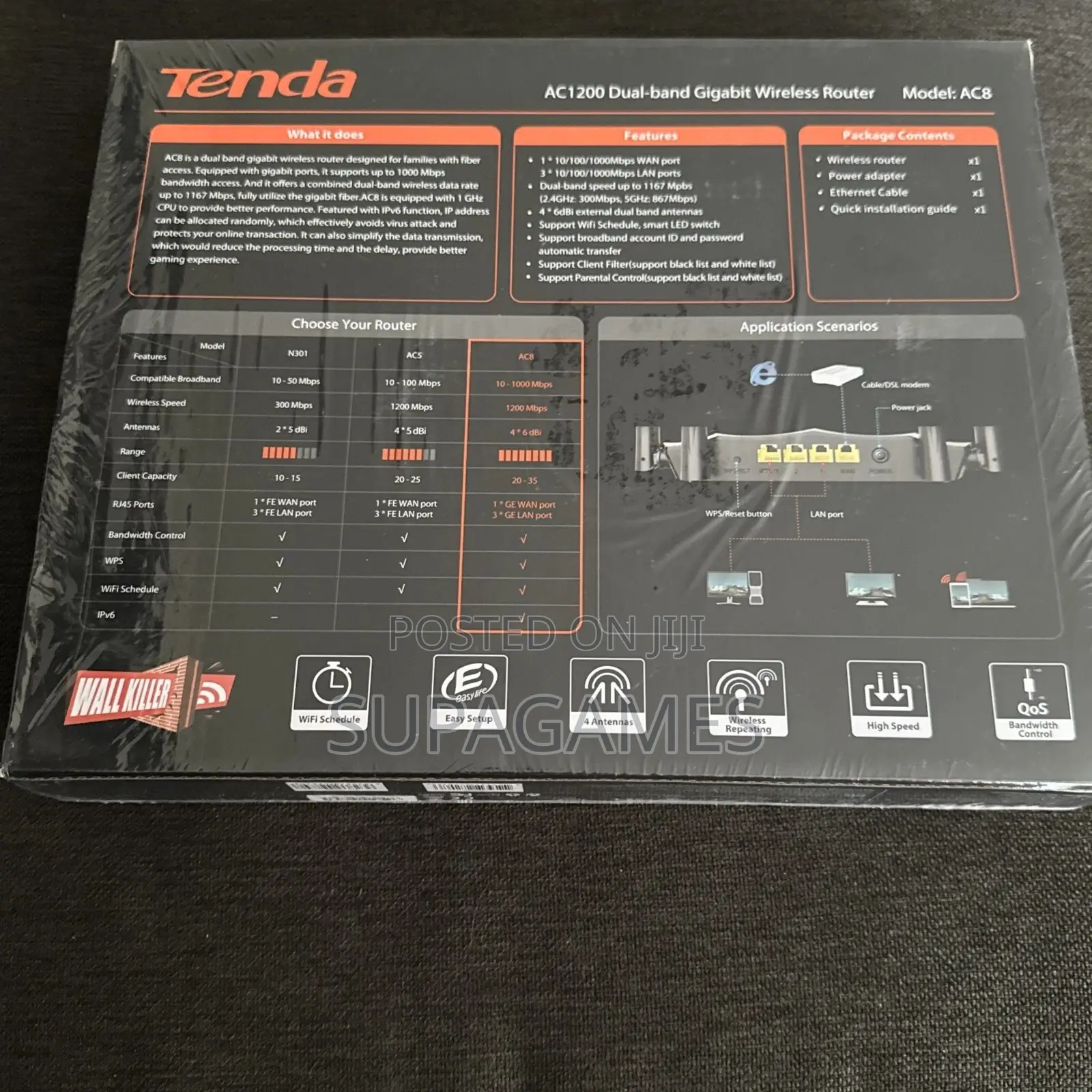Tenda Ac10 Ac1200 Dual Band Gigabit Wifi Router, New Sealed