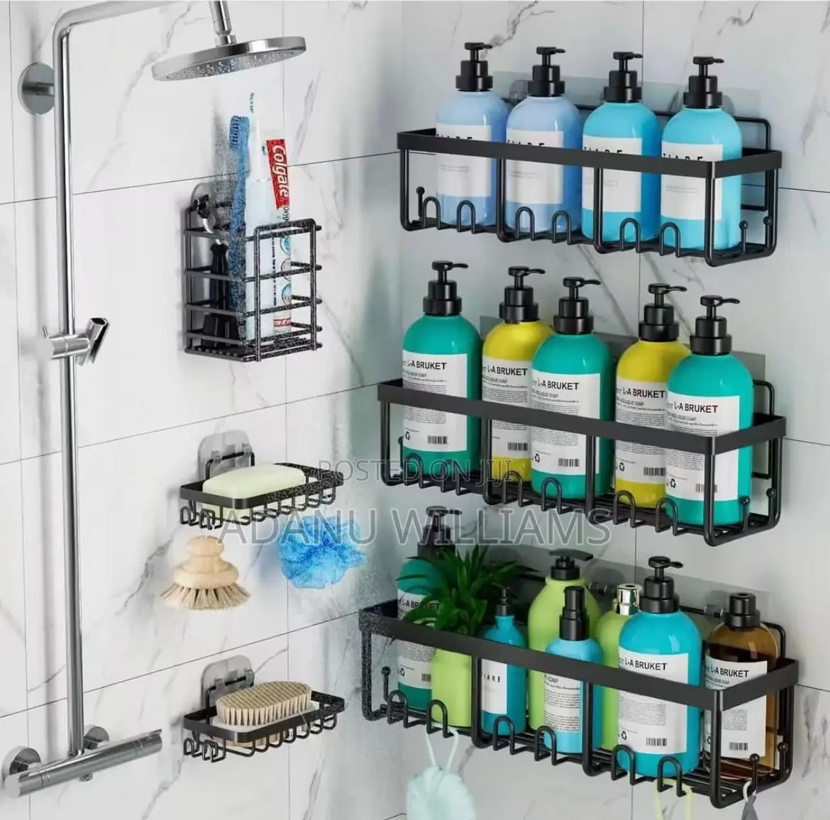Adhesive Bathroom Shower Organizer for Bathroom Storage(6pcs