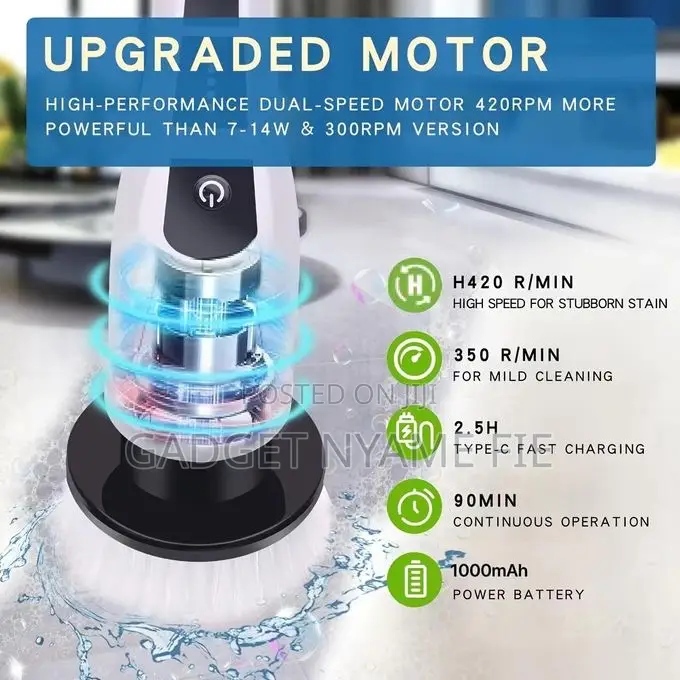 Rechargeable Scrubbing Brush Set (3 Replacement Heads)