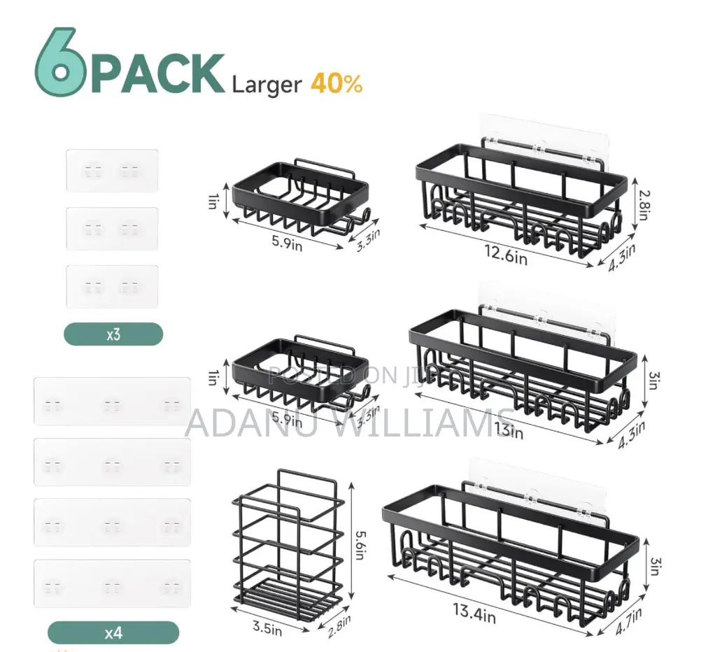 Adhesive Bathroom Shower Organizer for Bathroom Storage(6pcs