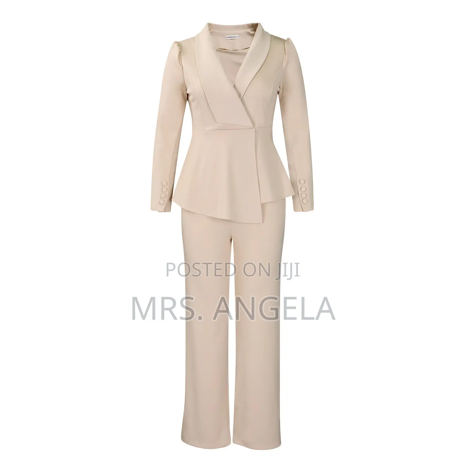 Beige Office Suit With Matching Beige Palazo Trousers