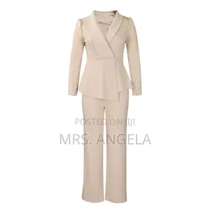 Beige Office Suit With Matching Beige Palazo Trousers