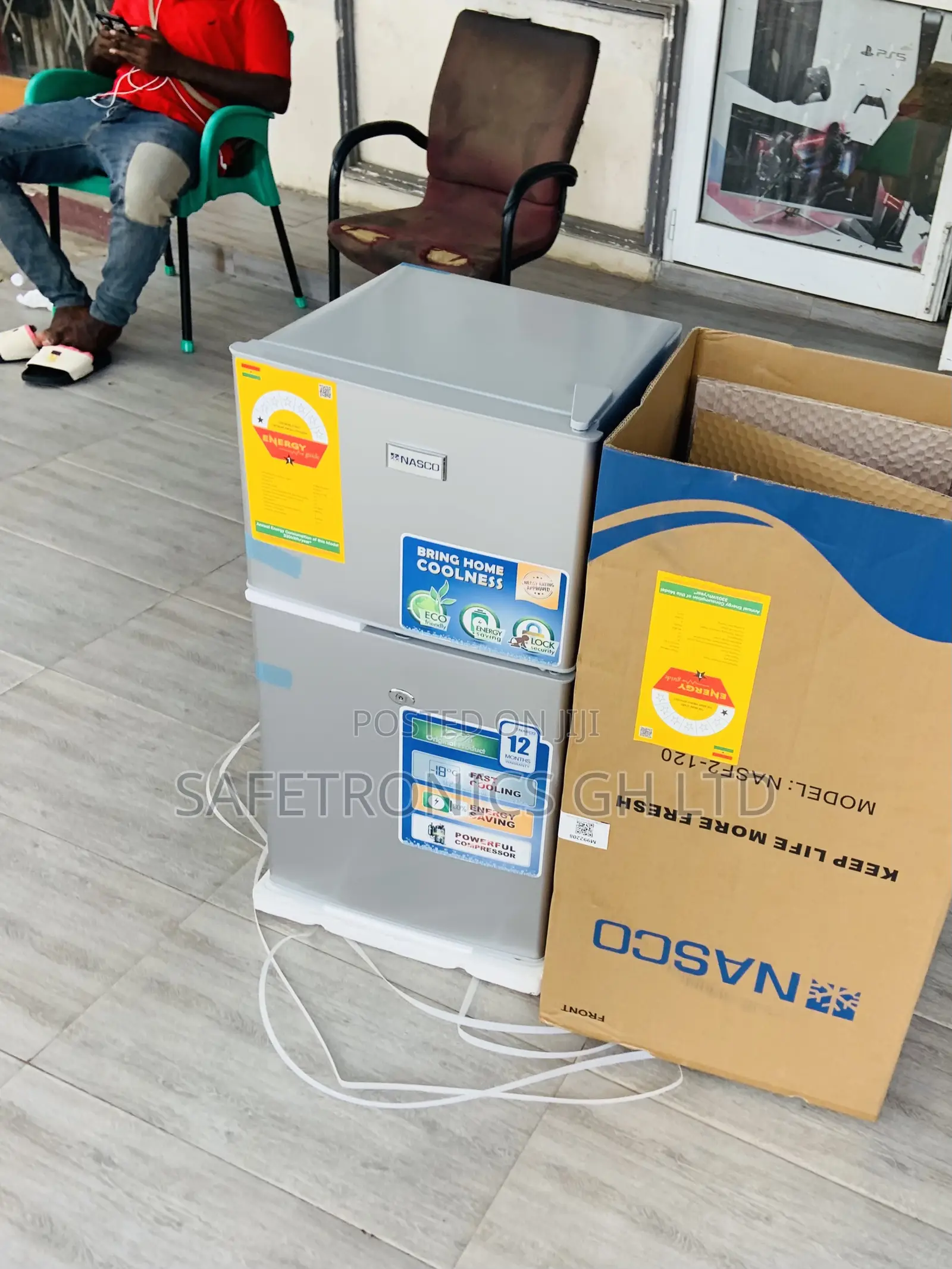 Eco Cooler Nasco Topfreezer 2 Doors 90 Liters Grey Fridge