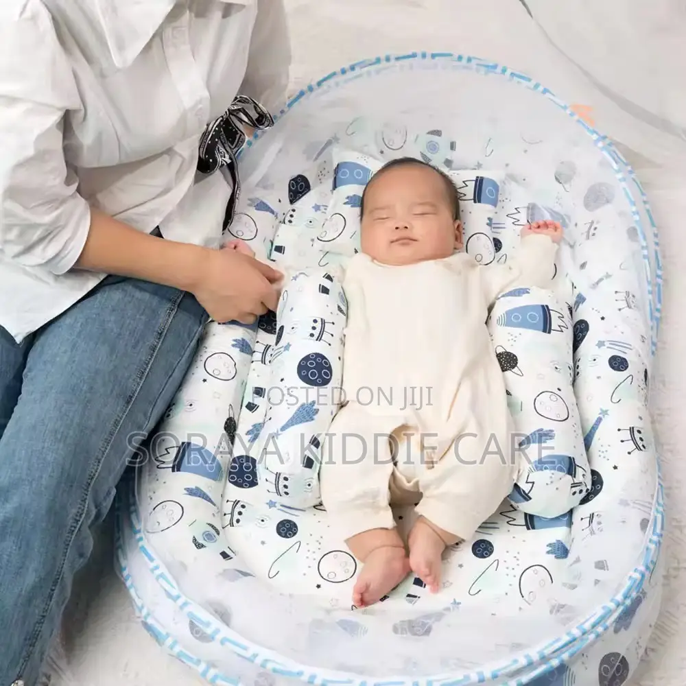 Baby Portable Foam Bed With Side Pillows and Net