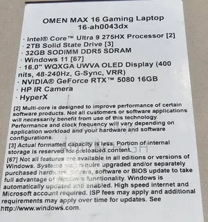 New Laptop HP Omen 16 32GB Intel Core Ultra 9 SSD 2T
