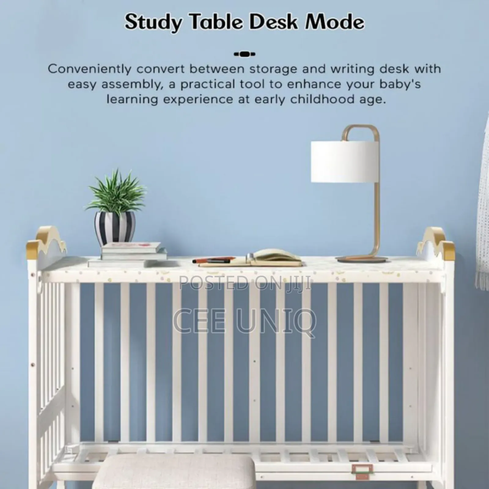 Wooden Cot or Crib With Net, Mattress and Cot Bumper Set