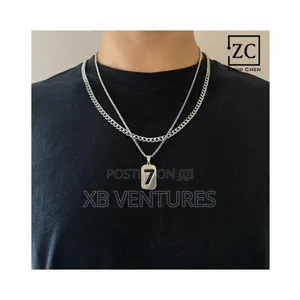 Men's Couple Double Layer Cross Pendant Necklace Silver